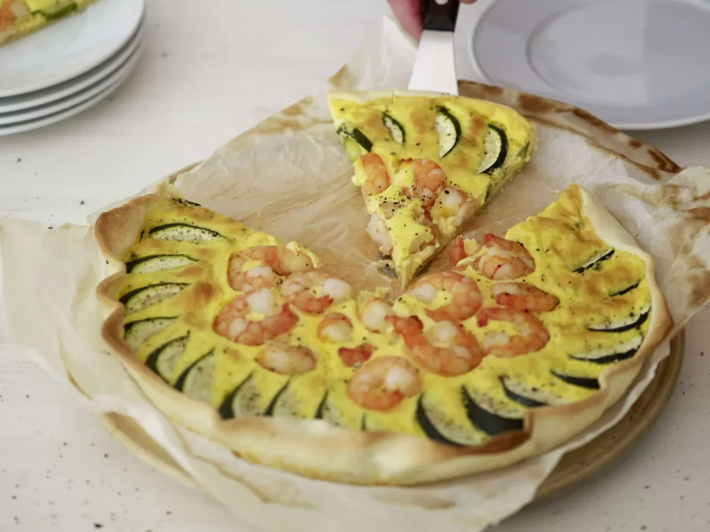 Quiche aux crevettes et au safran
